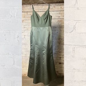 sorella vita satin + crepe fit + flare evergreen bridesmaid dress [size 14]